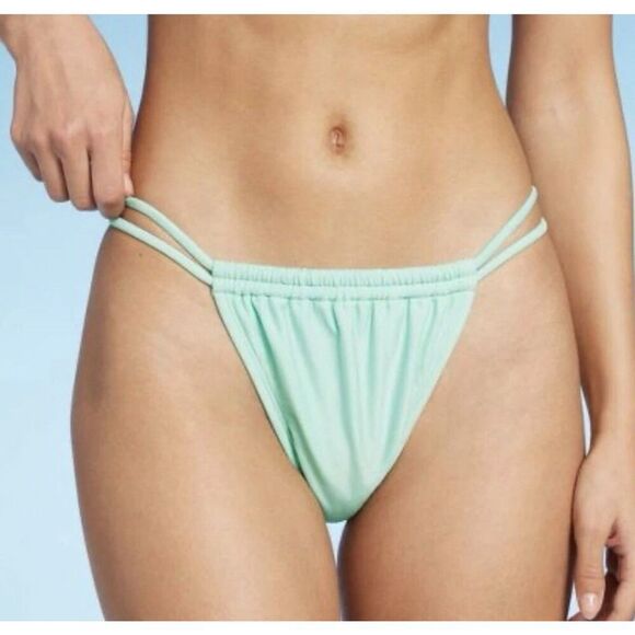 Wild Fable Women's Mint Green High Leg Bikini Bottom Sz: L 12/14 NWT Swim - Picture 2 of 2